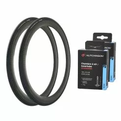 Pack 2 Hutchinson Fusion 5 700 X 25 TT All Season + 2 Camere D’aria Hutchinson 700x25-30 Valvola Presta 60 Mm